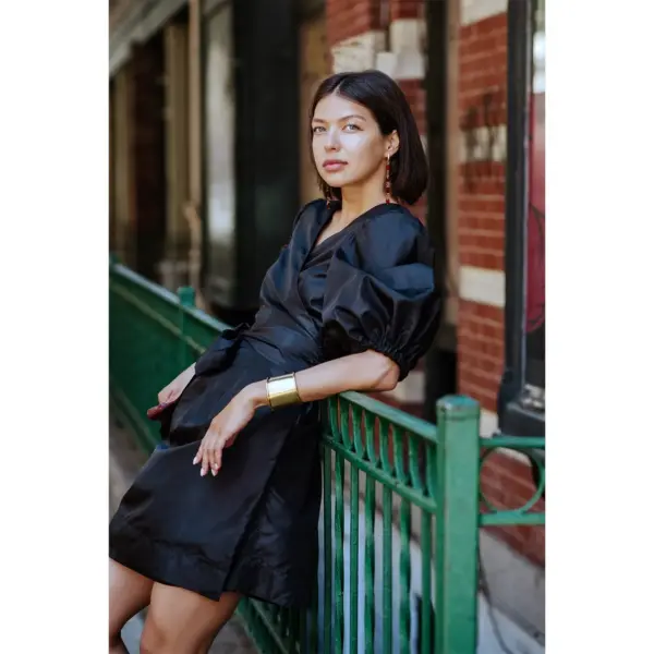 Black Lusso Wrap Dress Elegant Womens Wrap Dress
