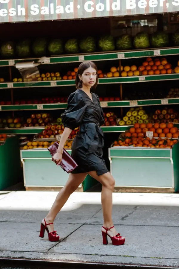 Black Lusso Wrap Dress Elegant Womens Wrap Dress - Image 4