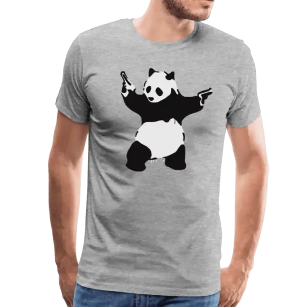 Banksy Pandamonium Armed Panda Artwork T-Shirt