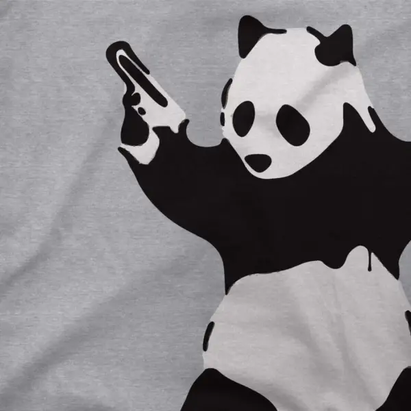 Banksy Pandamonium Armed Panda Artwork T-Shirt - Image 2