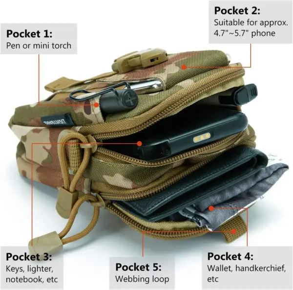 Tactical MOLLE Pouch & Waist Bag for Hiking & Outdoor Activities - Image 53