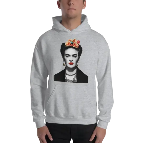 Frida Kahlo With Flowers Poster Artwork Unisex Hoodie - Image 3