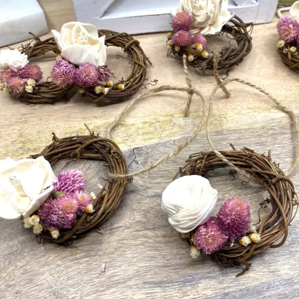 Mini Grapevine Wreath Ornaments with Dried Flowers, 3 - Image 4