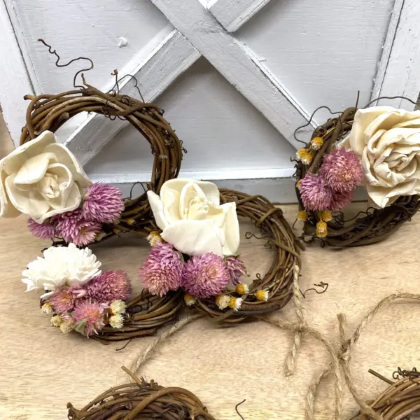 Mini Grapevine Wreath Ornaments with Dried Flowers, 3 - Image 6