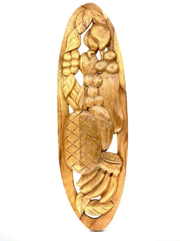 Vintage, Monkeypod, Hand Carved, Prosperity Fruits, Wooden Wall Plaque - Image 4