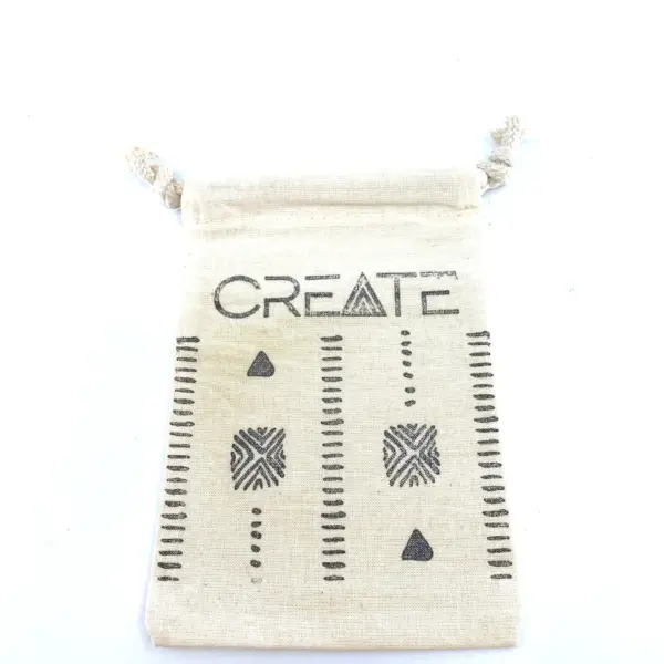 Hand Stamped, Create, Cotton Drawstring Pouches 4" x 6" - Image 6