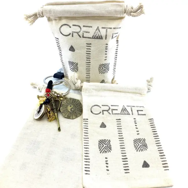 Hand Stamped, Create, Cotton Drawstring Pouches 4" x 6" - Image 8