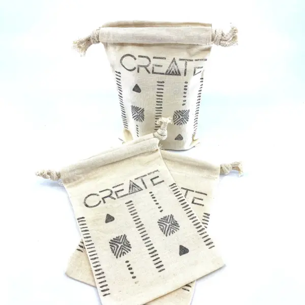 Hand Stamped, Create, Cotton Drawstring Pouches 4" x 6" - Image 9