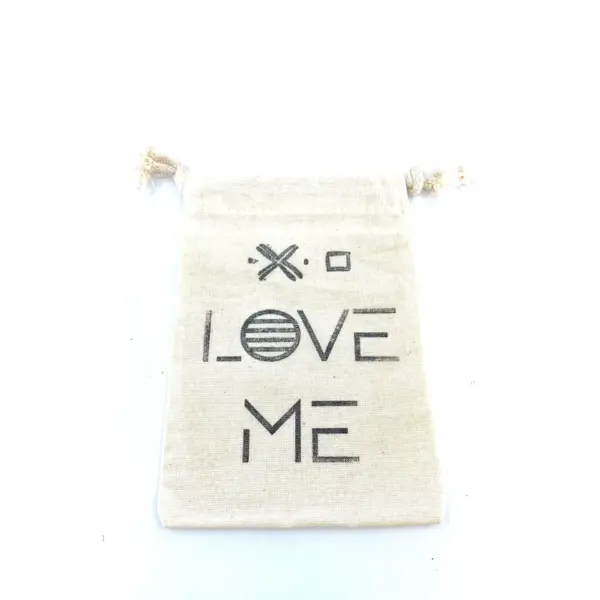 Hand Stamped, Love Me, Cotton Drawstring Pouches 4" x 6" - Image 6