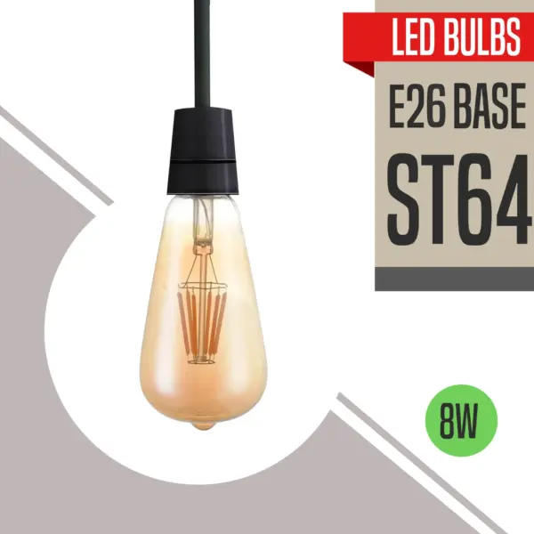 1/3/5/10 Pack LED Bulb ST64 8W Warm White E26 Vintage Edison Bulb~1140