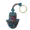 Hamsa key chain blue w/ small flowers