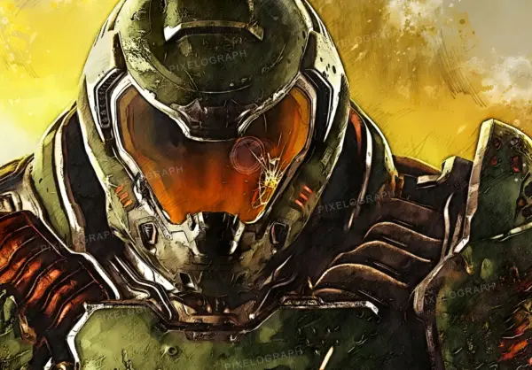 Doom Eternal, Doom digital, Doom Painting, Doom video game, Doom PS game art, Doom video game digital print, Doom first-person shooter, HQ - Image 2