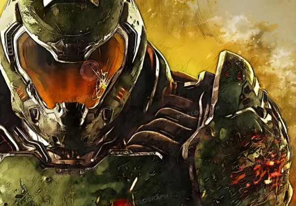 Doom Eternal, Doom digital, Doom Painting, Doom video game, Doom PS game art, Doom video game digital print, Doom first-person shooter, HQ - Image 3