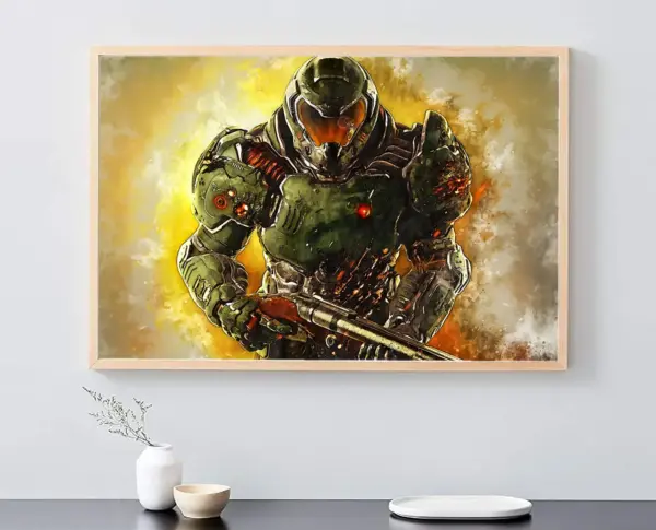 Doom Eternal, Doom digital, Doom Painting, Doom video game, Doom PS game art, Doom video game digital print, Doom first-person shooter, HQ - Image 5