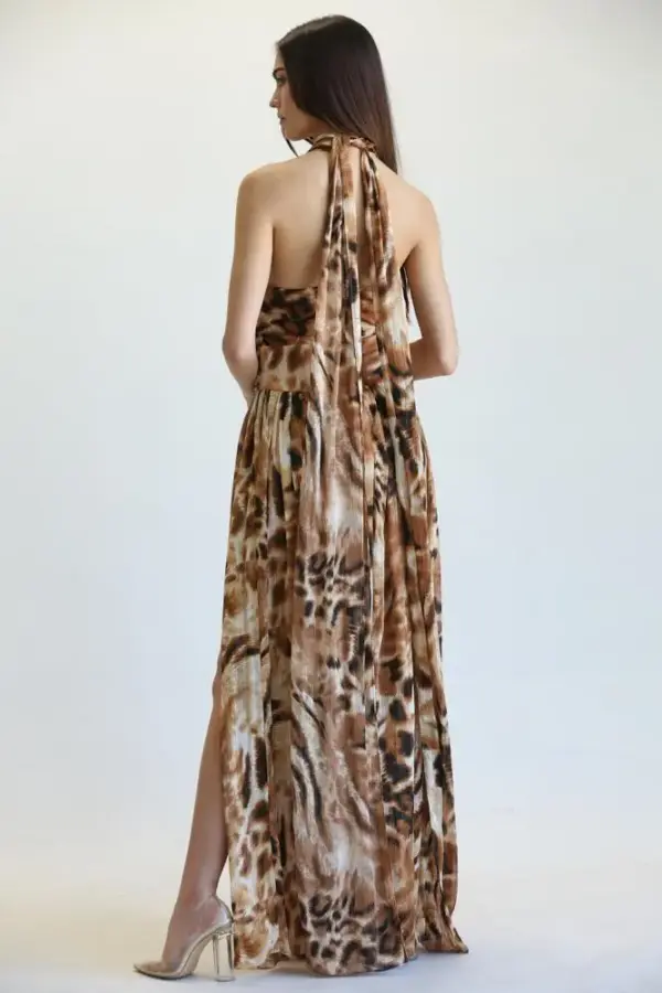Torie - Gold Lurex Chiffon Fabric Dress - Image 3