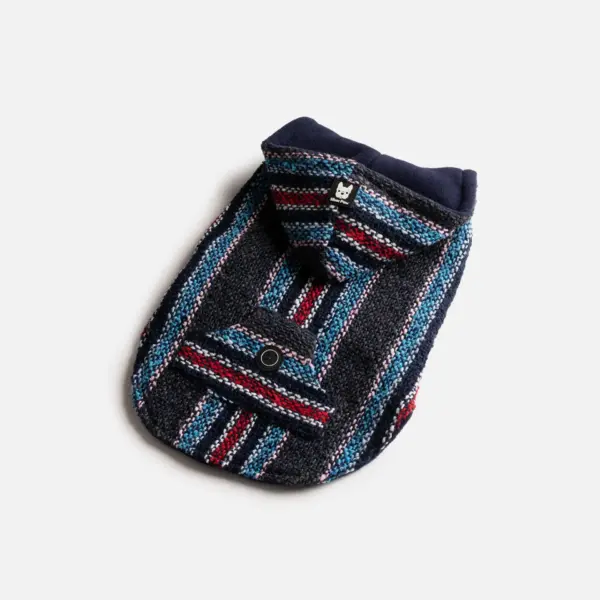 Baja Dog Poncho Warm & Stylish Southwestern-Inspired Jacket with Poop Bag Pocket (Navy) - Image 4