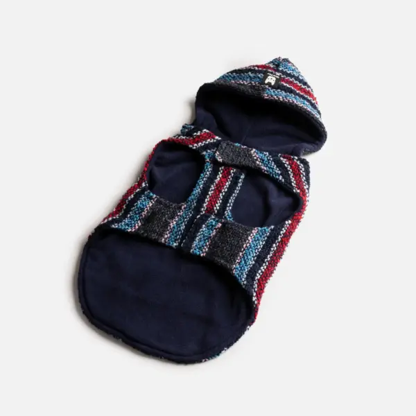 Baja Dog Poncho Warm & Stylish Southwestern-Inspired Jacket with Poop Bag Pocket (Navy) - Image 3