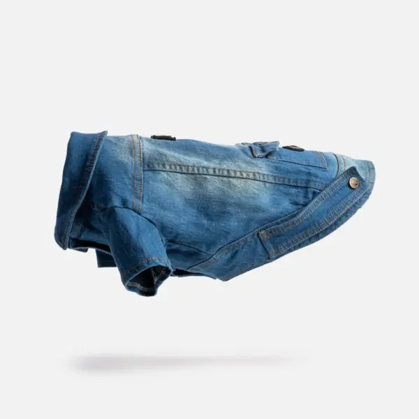 Dusten Denim Dog Jacket Stylish Distressed Jean Jacket with Poop Bag Pocket - Image 2