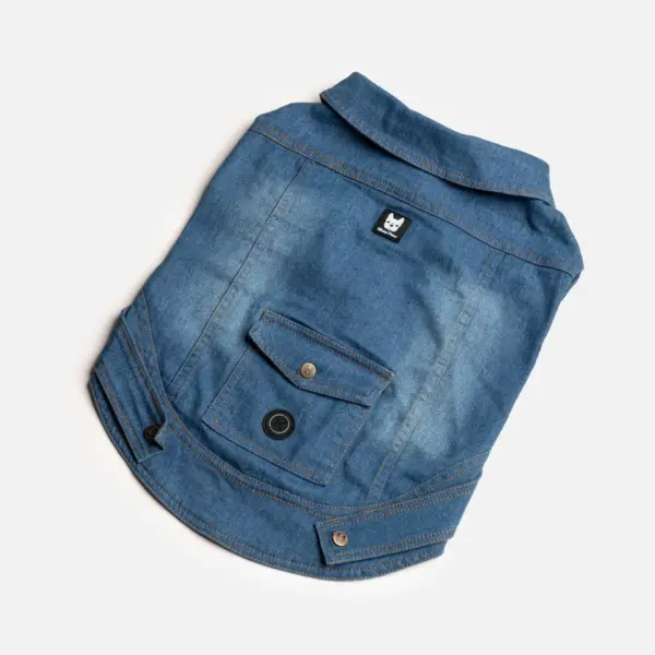 Dusten Denim Dog Jacket Stylish Distressed Jean Jacket with Poop Bag Pocket - Image 3