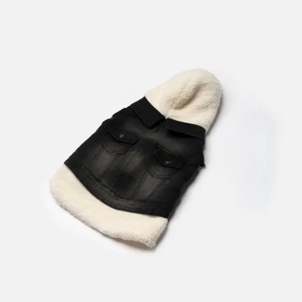 Justin Black Denim Dog Jacket with Sherpa Lining | Stylish, Warm & Leash-Friendly - Image 2