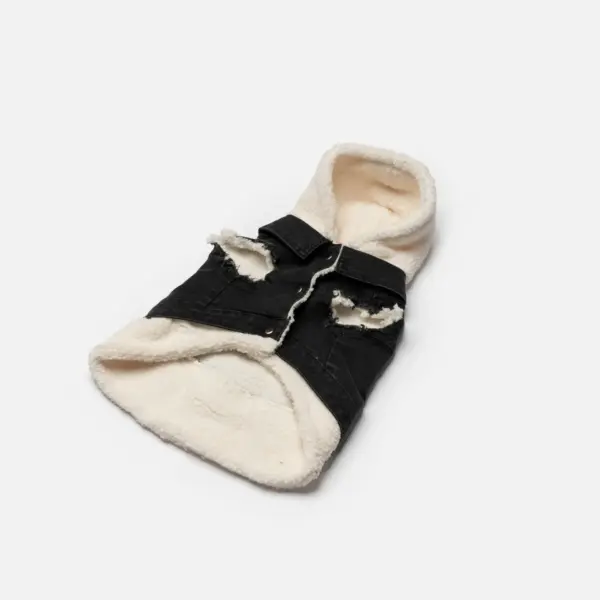 Justin Black Denim Dog Jacket with Sherpa Lining | Stylish, Warm & Leash-Friendly - Image 3