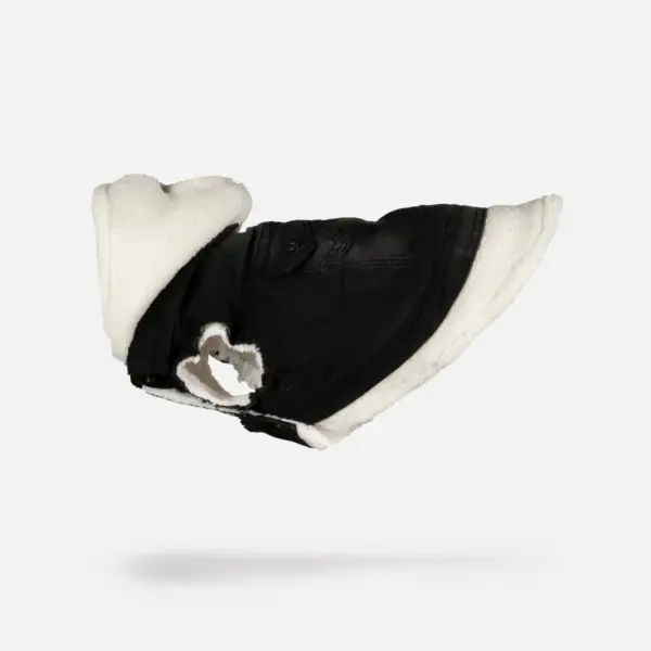 Justin Black Denim Dog Jacket with Sherpa Lining | Stylish, Warm & Leash-Friendly - Image 4