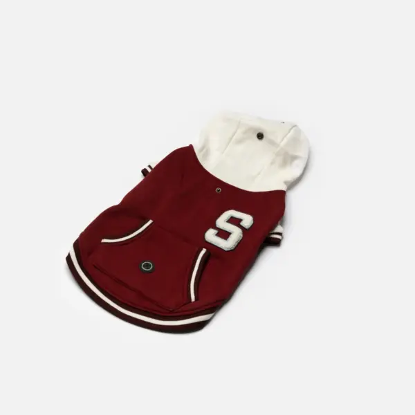 Otis Dog Letterman Jacket Varsity-Inspired Bomber with Hood & Leash Access - Image 3