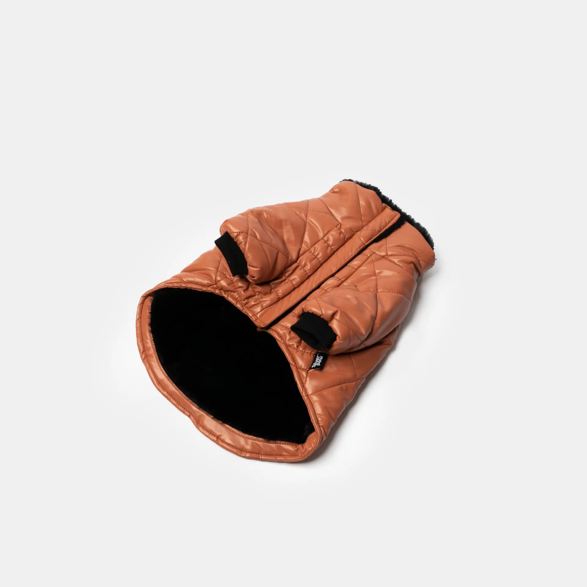 Phoenix Dog Jacket - Terracotta | Quilted Vegan Leather Coat with Faux Fur Lining - Image 3