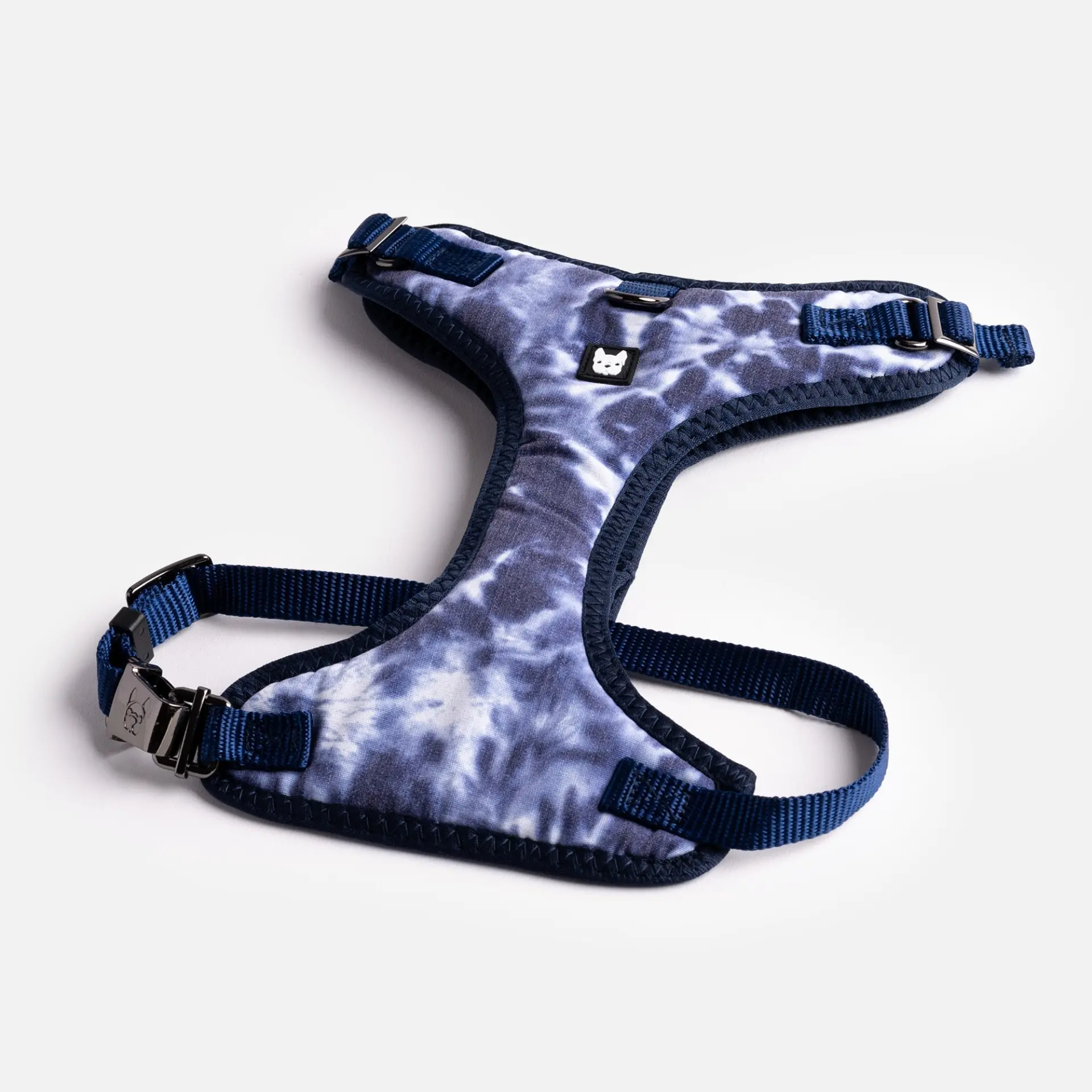 Blue Tie Dye Poplin Dog Harness Adjustable, Stylish & Comfortable