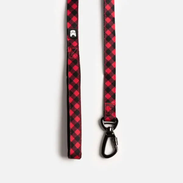 Red Plaid Poplin Dog Leash Stylish, Durable & Secure - Image 3