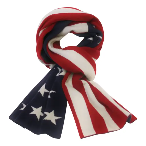 American flag knitted Cashmere Scarf - Image 2