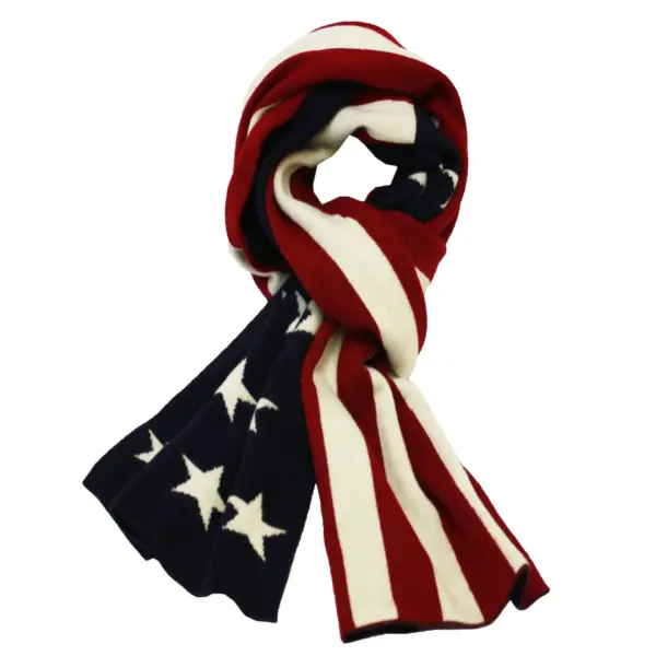 American flag knitted Cashmere Scarf - Image 4