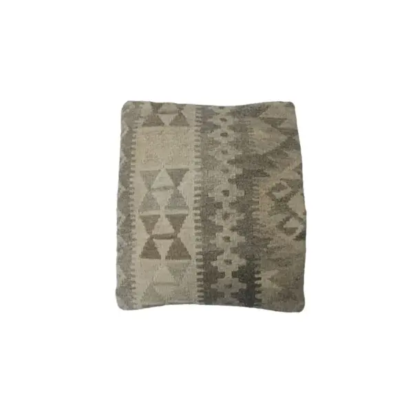 Kilim Handwoven Gray Olive Cushion Cover - Image 3