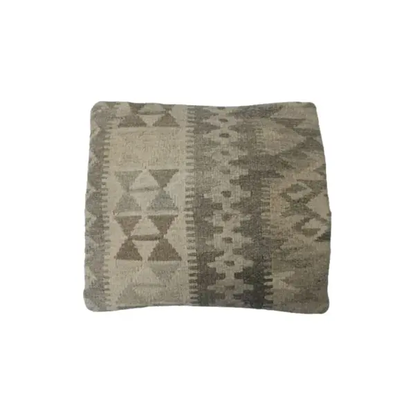 Kilim Handwoven Gray Olive Cushion Cover - Image 2