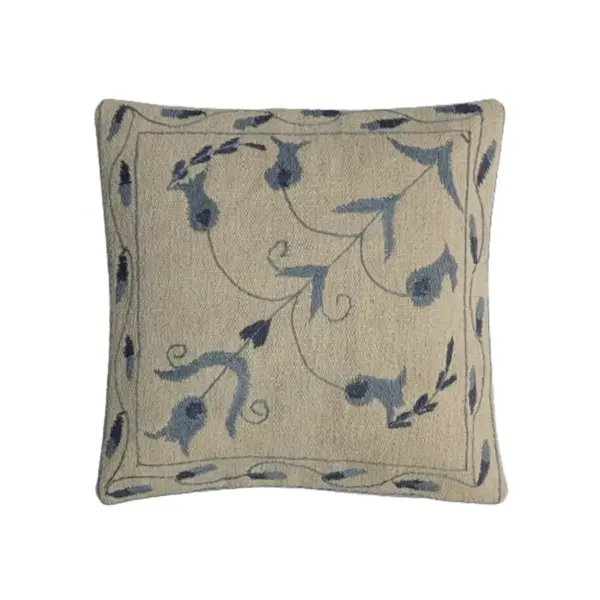 Embroidered Woolen Jet Grey Cushion Cover - Image 3