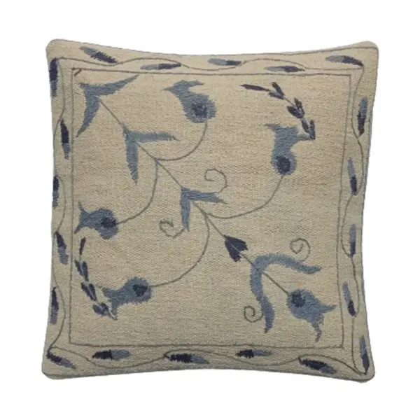 Embroidered Woolen Jet Grey Cushion Cover - Image 2