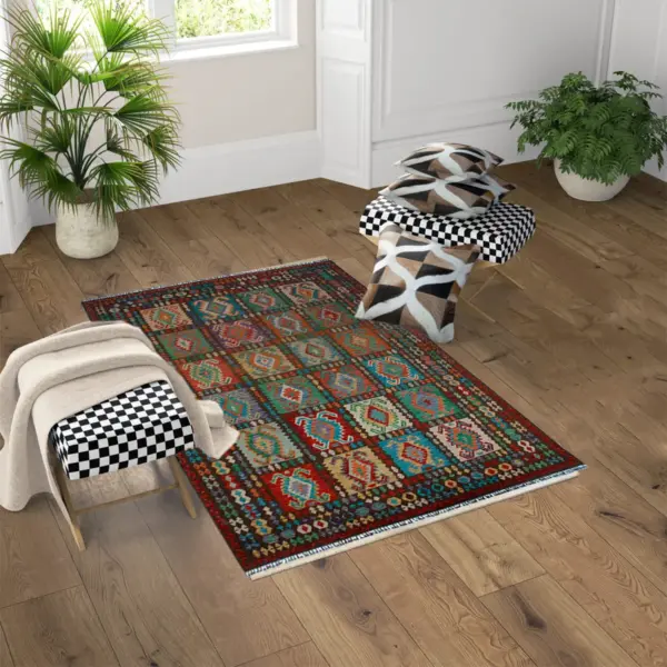 Handmade Multicolor Chobi Kilim Rug - Image 2