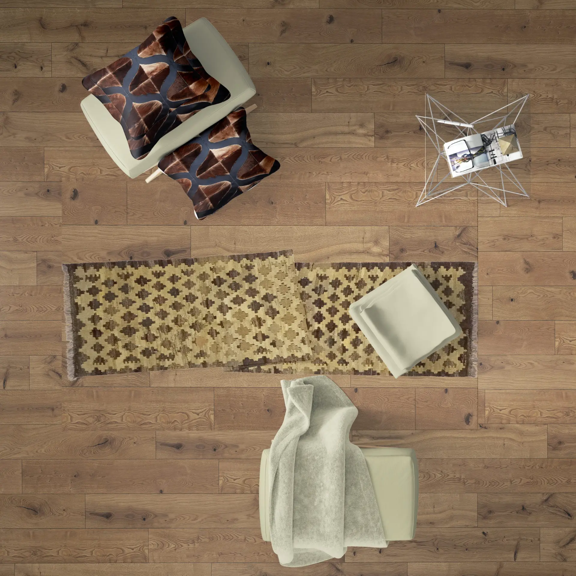 Handwoven Neutral Mongoose Kilim Runners - Image 3