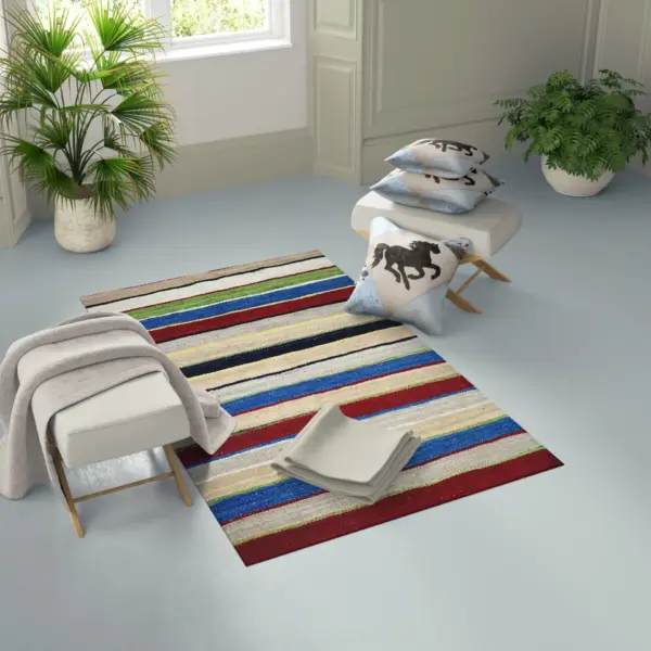 Striped Handmade Colored Kilim Rugs - Image 3