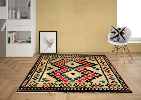 Rectangular Gold Sand Kilim Rugs - Image 3