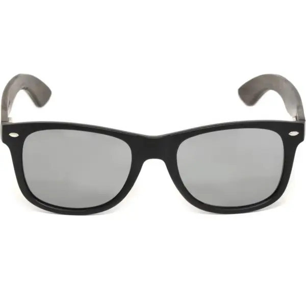 Ebony wood classic style sunglasses with silver mirrored polarized lenses - Image 3
