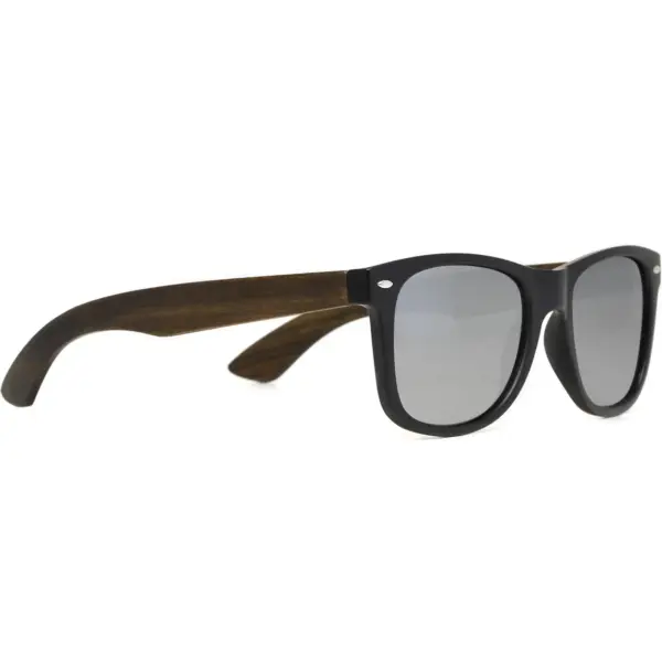 Ebony wood classic style sunglasses with silver mirrored polarized lenses - Image 6