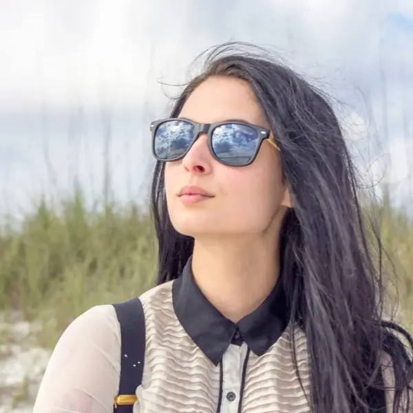 Bamboo wood classic style sunglasses with black polarized lenses - Image 9