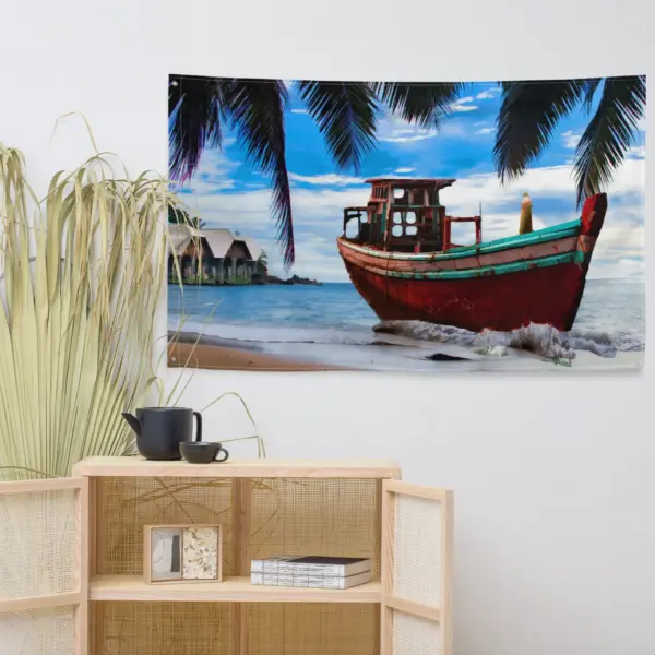 Vintage Boat Beach Flag Tapestry wall hanging - Image 4