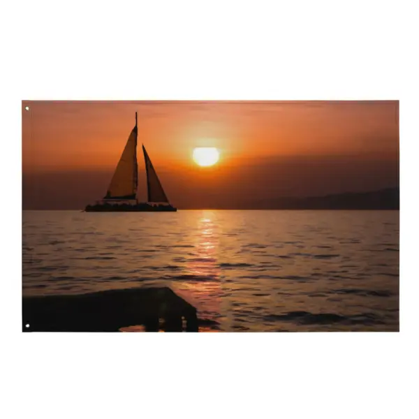 Sunrise Ship Flag Tapestry wall hanging