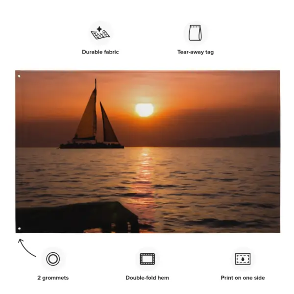 Sunrise Ship Flag Tapestry wall hanging - Image 2