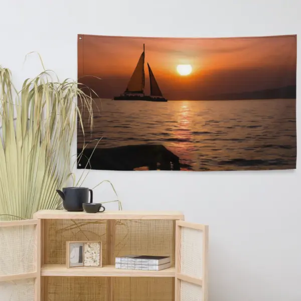 Sunrise Ship Flag Tapestry wall hanging - Image 4