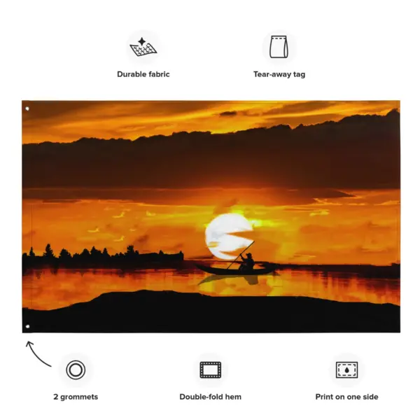 Sea Sunrise Boat Flag Tapestry wall hanging - Image 2