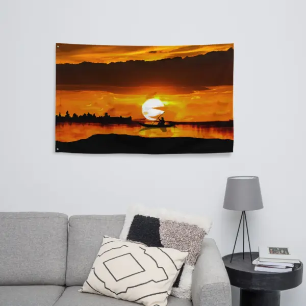 Sea Sunrise Boat Flag Tapestry wall hanging - Image 3
