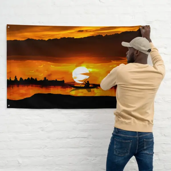 Sea Sunrise Boat Flag Tapestry wall hanging - Image 4